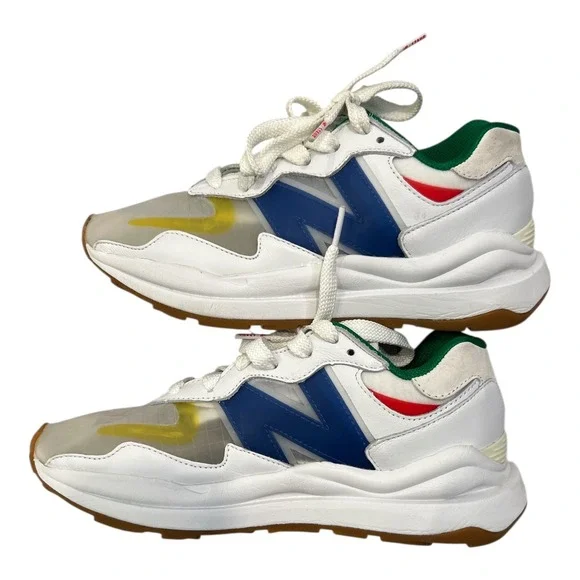 New Balance x STAUD Sneakers 57/40 Men's Size 7 White Translucent Upper Leather - Picture 2 of 14